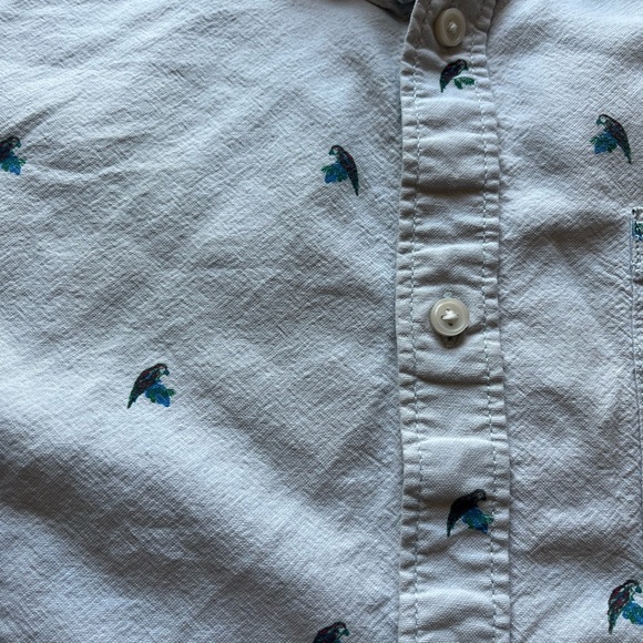 Men's VANS Shirt Gray Parrot Bird XL Pocket TIKI Beach Summer Skate Tropical - Picture 4 of 14